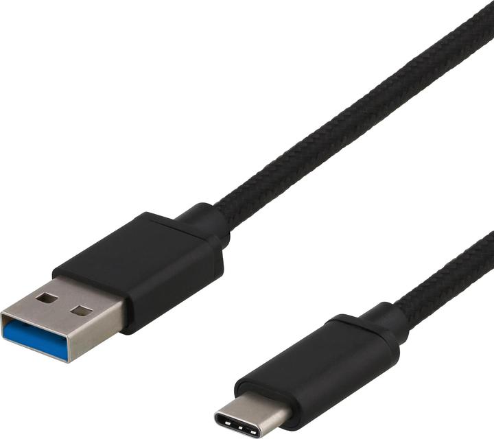 Image du produit Deltaco USB 3.1 Gen1 braided USB-A - USB-C cable 0.5m 60W 3A black (0.50 m, USB 3.1, 60 W)