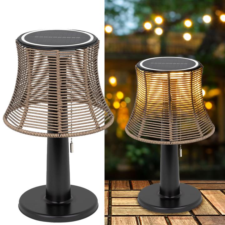 Produktbild Childhome LED Solar Tischlampe mit Lampenschirm in Rattan-Optik, 21 x 33 cm