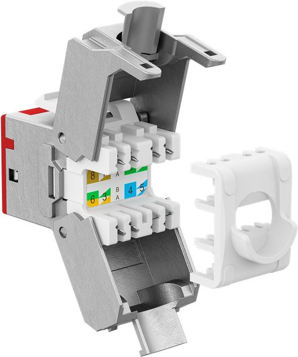 Actual product image Goobay Keystone-Modul RJ45 CAT 6A, STP, Slim, rot (Keystone module)