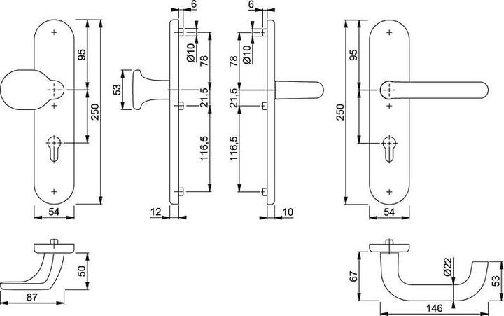 Productafbeelding Hoppe Beschermingsset Paris 86G/3331/3310/138 Aluminium F1 92 mm 67-72 mm (Deurgreep)