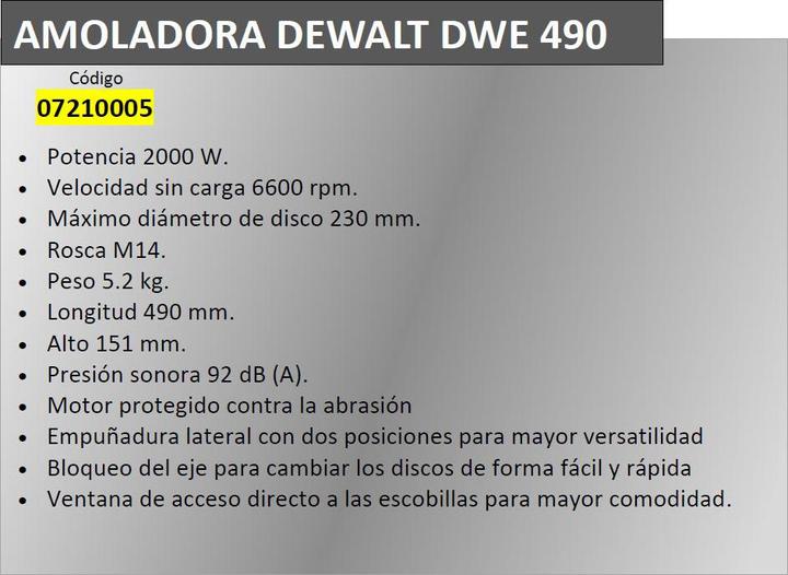 Actual product image DeWalt DWE490 (230 mm)