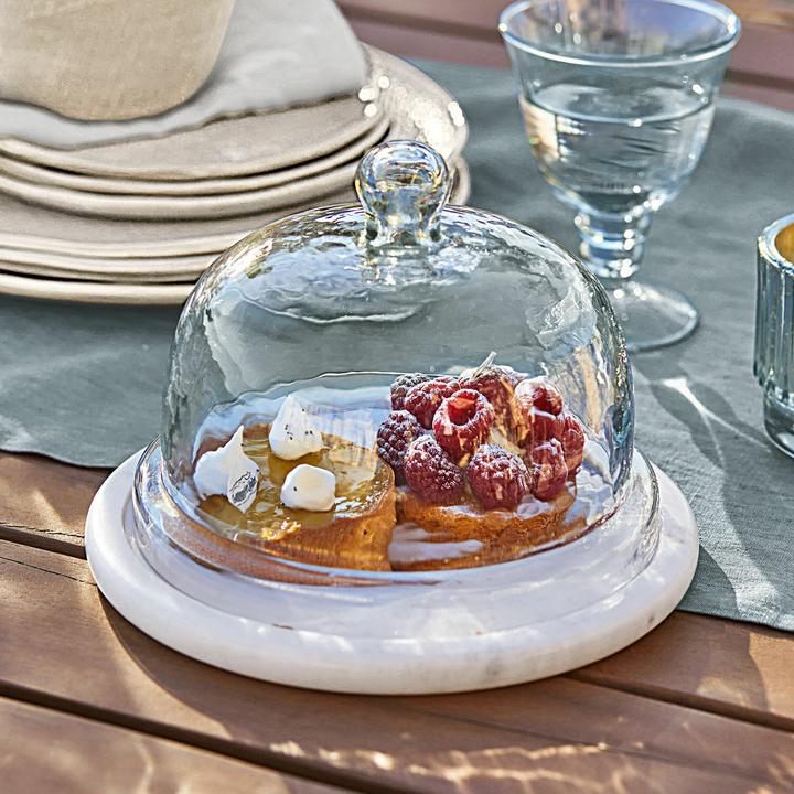 Immagine prodotto Loberon Vaso a campana in vetro con piatto Barnsdale chiaro/bianco