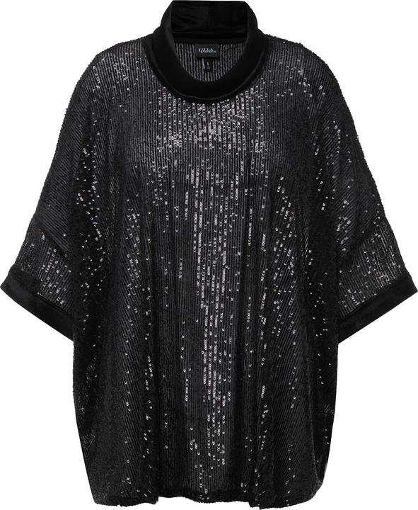 Produktbild Ulla Popken Pailletten-Shirt, Oversized, Samt-Rollkragen, Halbarm (50, 52, 54, 56)