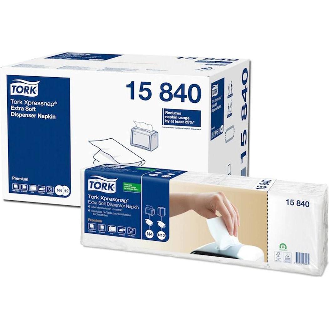 Tork, Servietten, 500 Servietten Xpressnap Extra Soft hochweiss 2-lagig 16,5 x10,65 cm (8 x)