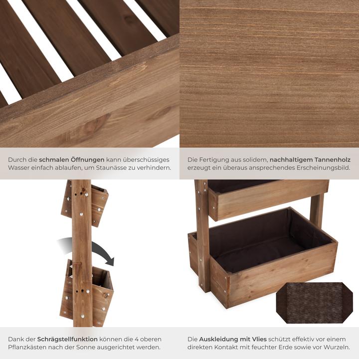 Image du produit tectake Jardinière verticale FLORA en bois laqué avec toile de paillage