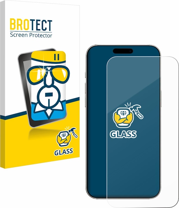 Productafbeelding BROTECT 9H gepantserde glazen screenprotector Helder transparant glas (1 Stuk, Apple iPhone 16)