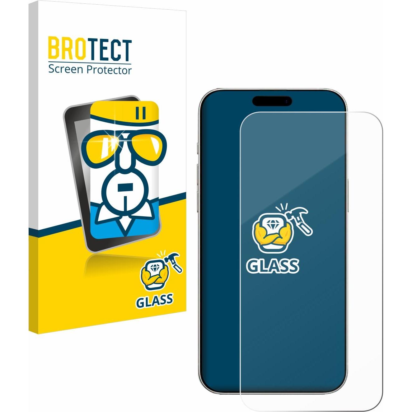 BROTECT Panzerglas Displayschutz 9H Schutzglas Glas Klar Transparent (1 Stück, Apple iPhone 16), Smartphone Schutzfolie,...