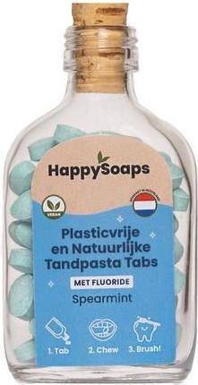 Actual product image Happy Soaps Happysoaps - Toothpaste Tabs - With Fluoride - Spearmint - Vegan - Plastic Free - 62 Tabs