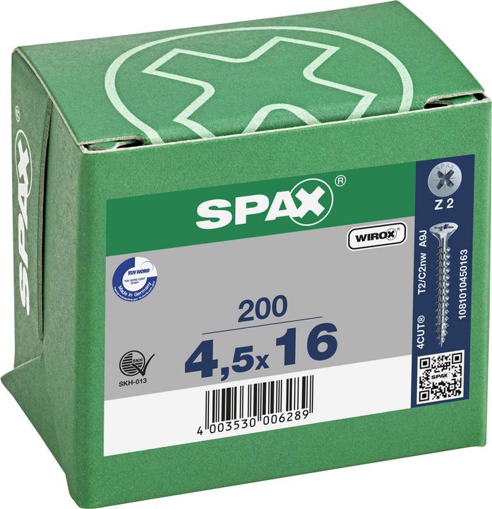 Produktbild Spax Senkmultikopf Kreuzschlitz Z2 Vollgewinde Wirox (200 Schrauben pro Stück)