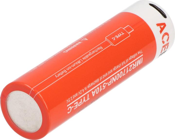 Immagine prodotto AceBeam 21700 Li-ion Akku mit starken 5100mAh USB-C max. Entladestrom 20A, 77,8 x 21,37mm (1 pz., 21700, 5100 mAh)