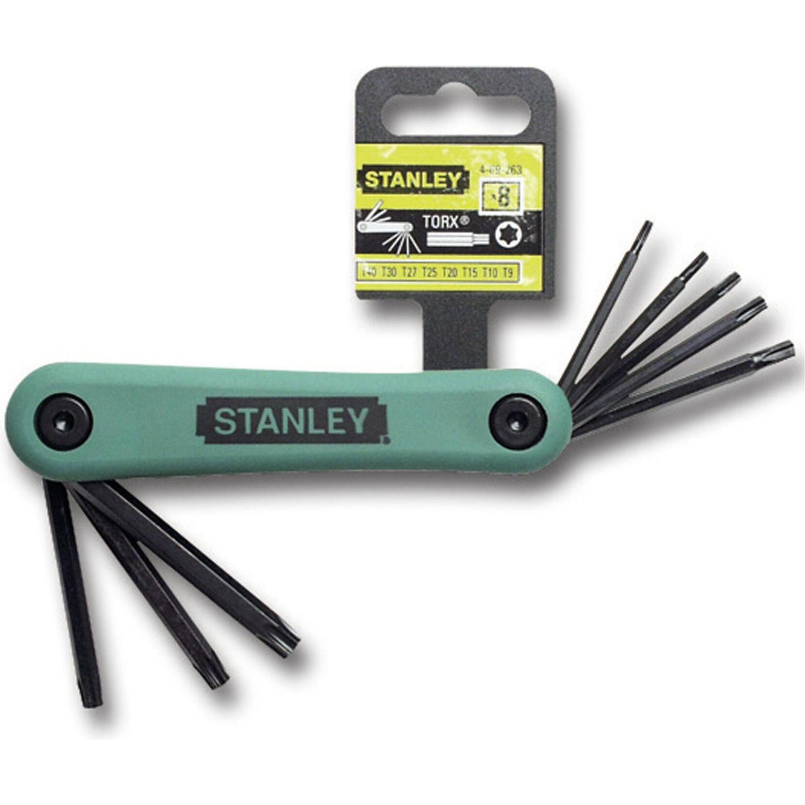 Stanley, Sechskantschlüssel, Stiftschlüssel-Set (8-teilig Torx, je 1x T9/10/15/20/25/27/30/40, Silizium-Stahl, Kunststof...