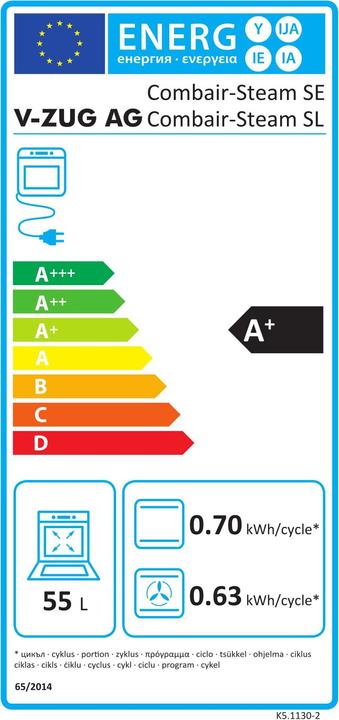 Energy Label V-Zug Combair-Steam SL
