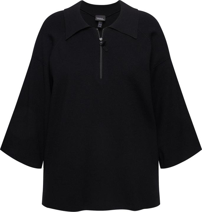Immagine prodotto Ulla Popken Maglione con cuciture decorative, collo polo, zip e maniche a 3/4 (50, 52)