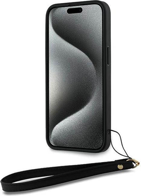 Actual product image DKNY DKHCP14XPBSWSK iPhone 14 Pro Max 6.7" czarny/black hardcase Wrist Strap Stock Logo (Apple iPhone 14 Pro Max)