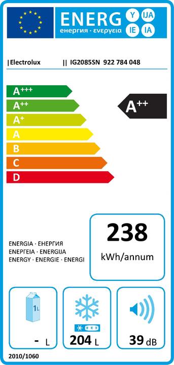 Label énergétique Electrolux IG2085SN (Encastrable, 204 l)
