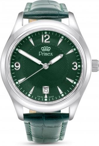 Produktbild Primex Montre Swiss Made - Bracelet Cuir Vert - Cadran Vert - Etanche 50 M (Analoguhr, 210 mm)
