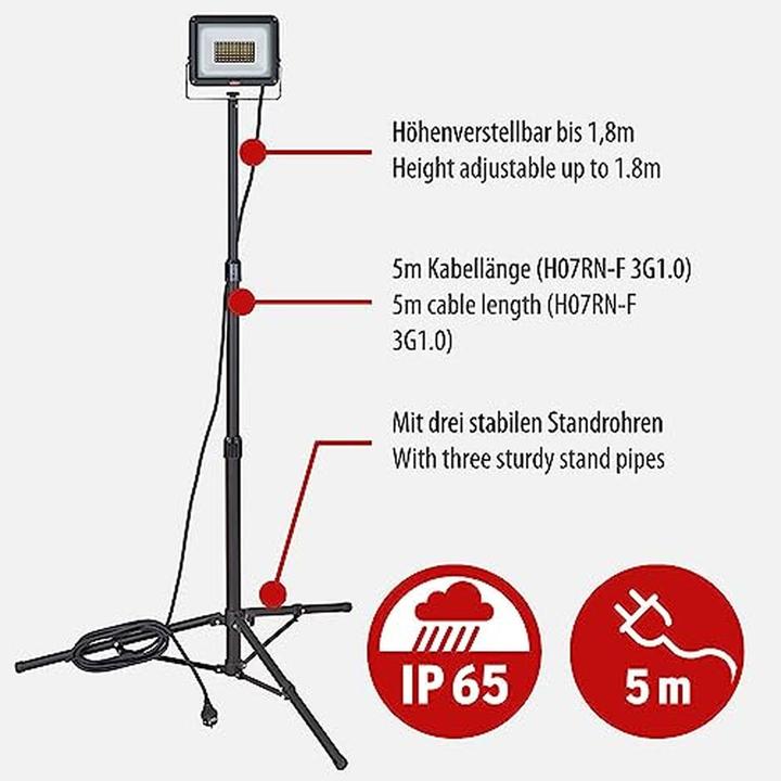 Produktbild Brennenstuhl Stativ LED Strahler JARO 7060 T 5800lm, 50W, 5m H07RN-F 3G1,0, IP65 (5800 lm)