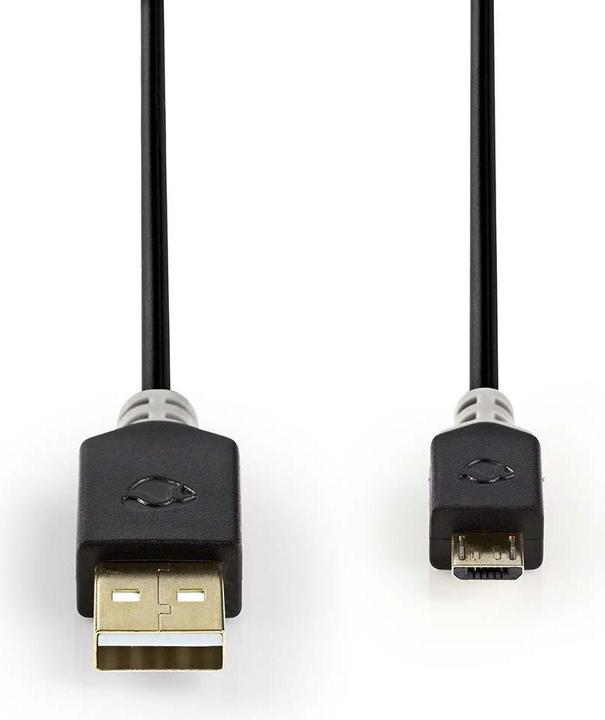Actual product image Nedis CCBW60500AT10 USB Cable 1 m USB 2.0 USB A Micro-USB B Anthracite (1 m, USB 2.0)