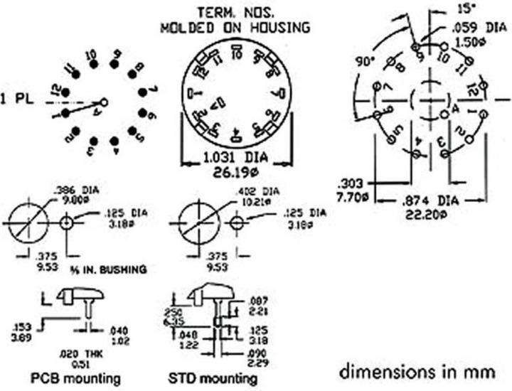 Actual product image Velleman Rotary Switch 1P 12 Positions Solder Connections