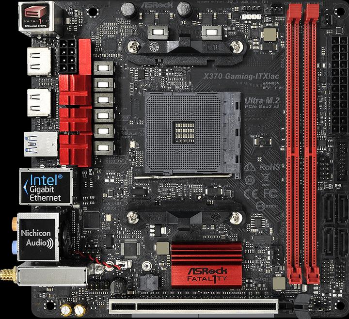 Produktbild AsRock Fatal1ty X370 Gaming-ITX/ac (AM4, AMD X370, Mini-ITX)