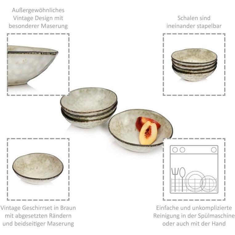 Thumbnail - Sänger Geschirr Schalen Set Pompei, Schüssel + Schale, Braun