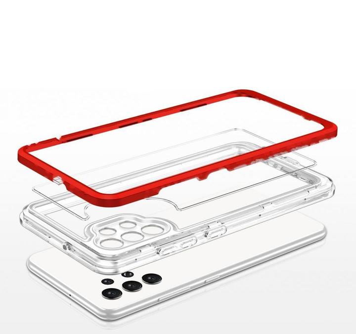 Actual product image Hurtel Clear 3in1 Case for Samsung Galaxy A72 4G Frame Gel Cover Red (Samsung Galaxy A72)