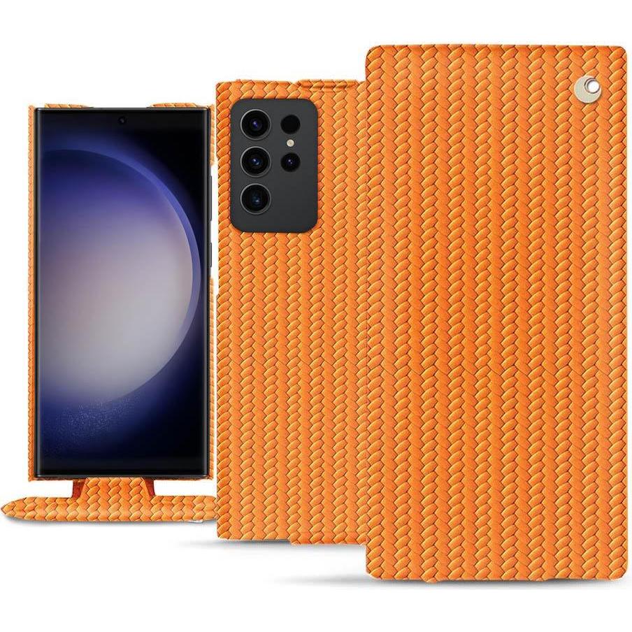 Noreve Lederschutzhülle vertikal (Samsung Galaxy S23 Ultra), Smartphone Hülle, Orange