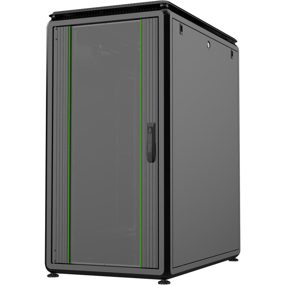 Logon 22U W=600mm D=1000mm H=1164mm (22 HE, 19 Zoll Rack), Serverschrank, Schwarz
