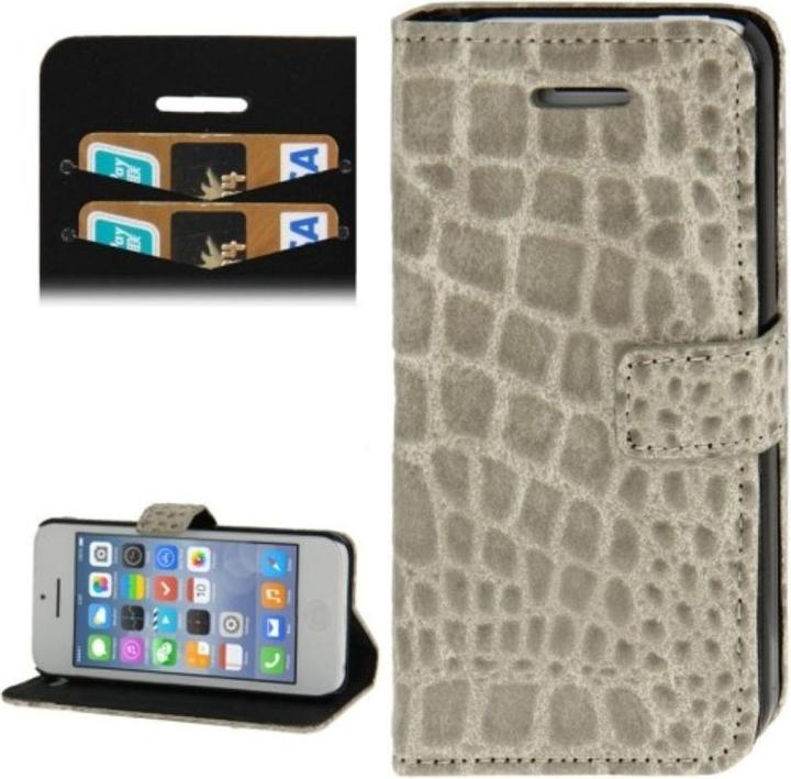 Produktbild König Design Handyhülle Croco (Flip Quer) für Handy Apple iPhone 5C grau (Apple iPhone 5c)