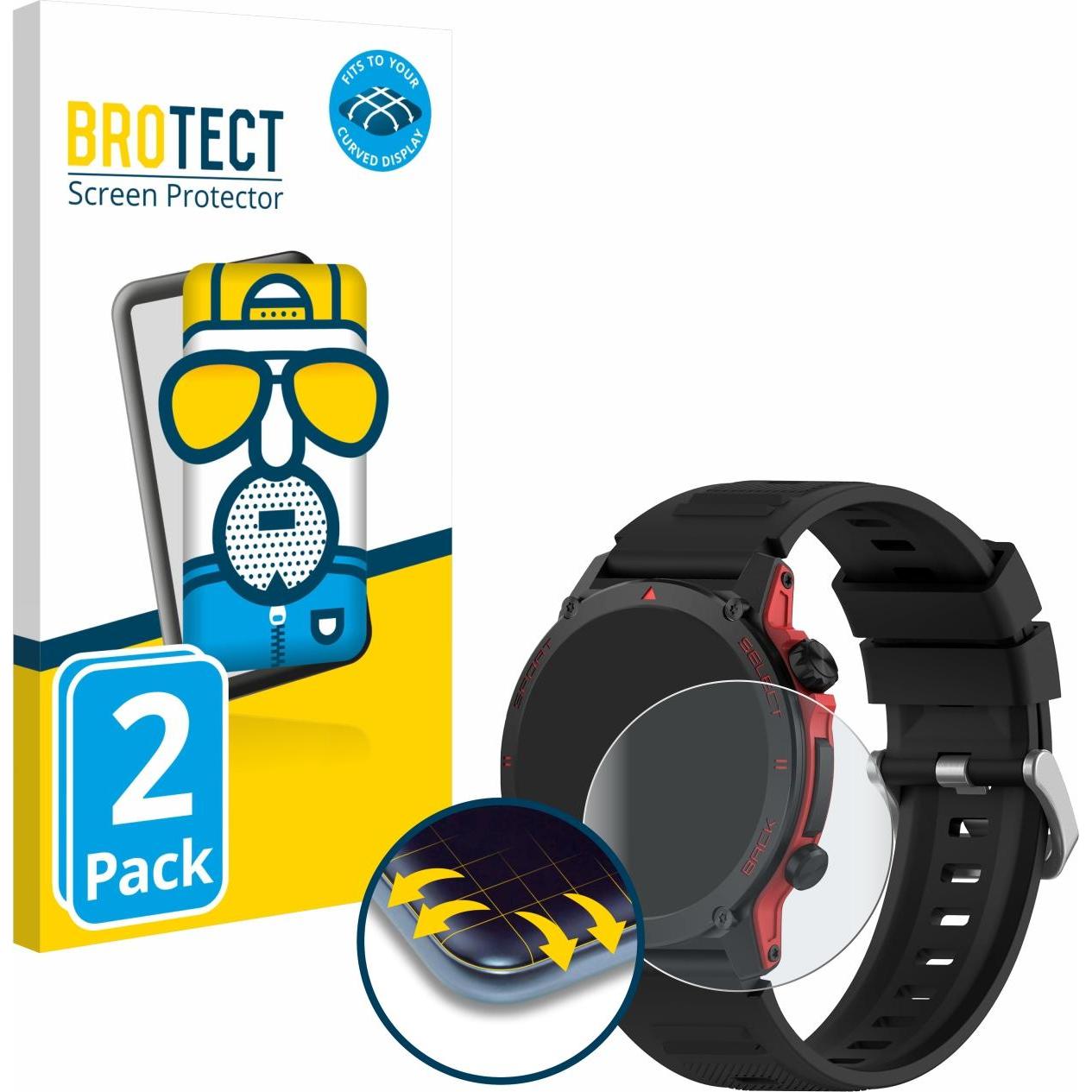 BROTECT Full-Screen Pellicola Opaca, Pellicola protettiva per smartwatch, Nero