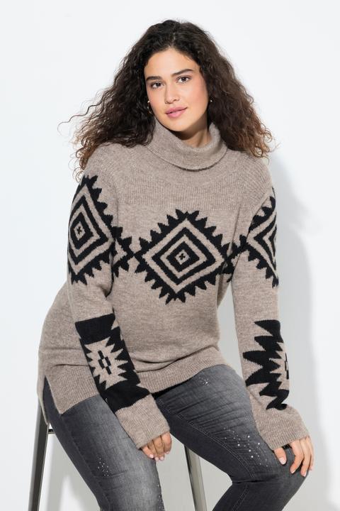 Immagine prodotto Ulla Popken Maglione con design, collo dolcevita e maniche lunghe raglan (62)