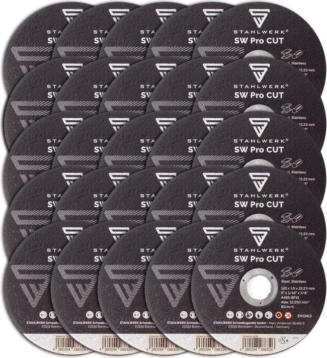 Immagine prodotto Stahlwerk SW Pro Cut disco da taglio/disco da smerigliatura Ø125 mm, set di 25 pezzi