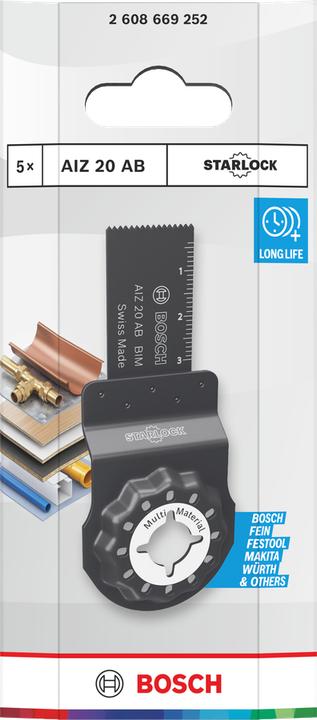 Productafbeelding Bosch Professional Zubehör AIZ 20 AB Tauchsägeblatt für Multifunktionswerkzeuge, 5-tlg.
