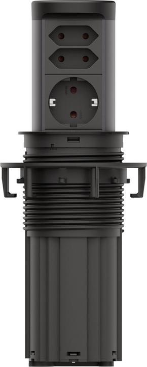 Productafbeelding Bachmann ELEVATOR 2 versenkbare Einbausteckdose 3-fach, 1x CEE7/3, 2x Euro, Schw... (3x, CEE 7/16, CEE 7/3, CEE 7/4, CEE 7/5, 2 m)