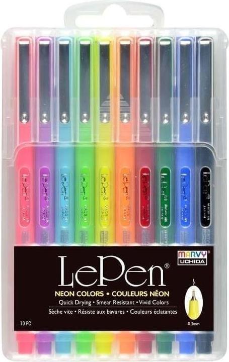 Produktbild Uchida MARVY stylische Stifte mit dünner Spitze Le Pen Neon Mix, 10 Stk. (Neon Mix, 10 x)