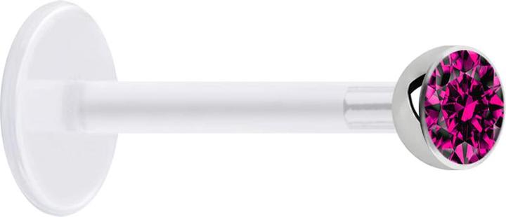 Immagine prodotto Star Piercing Micro Labret trasparente con sfera e cristallo fucsia (Materiale sintetico, Acciaio chirurgico 316L, senza ottone)