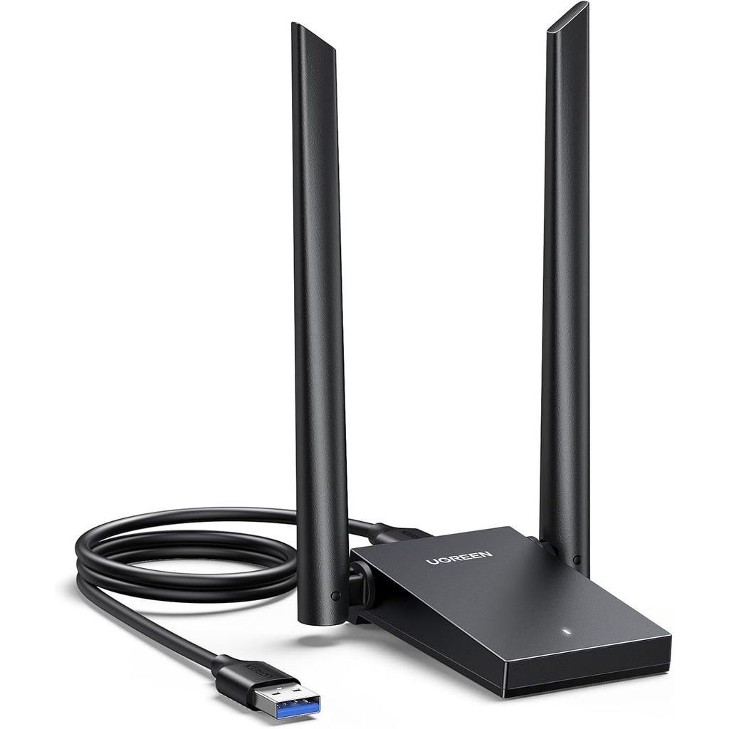 Ugreen AX1800 Dual-Band Wireless Adapter Wi-Fi 6 (USB), Adattatore di rete, Nero