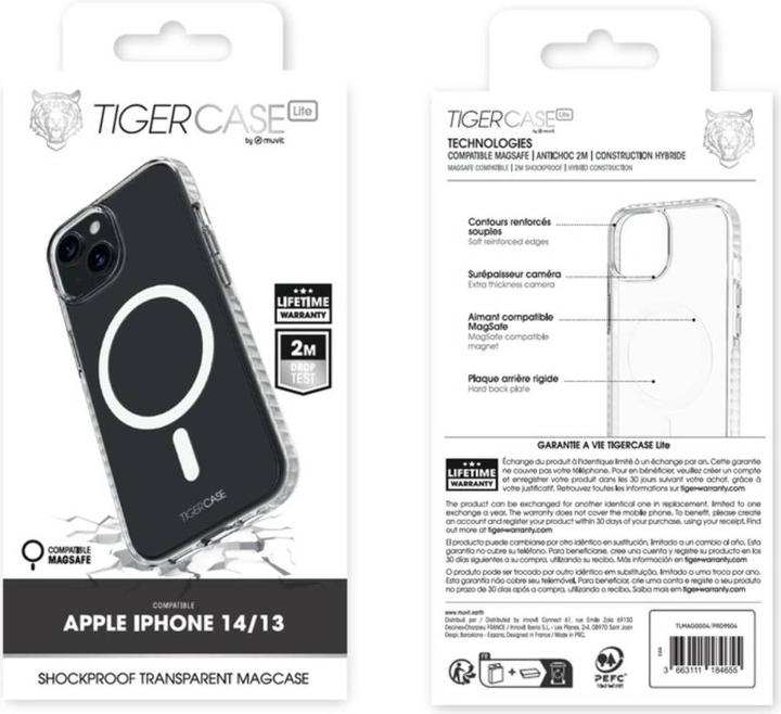 Actual product image Tiger Case Lite Coque Transparent Magsafe 2m Iphone 14/13 (Apple iPhone 14, Apple iPhone 13)