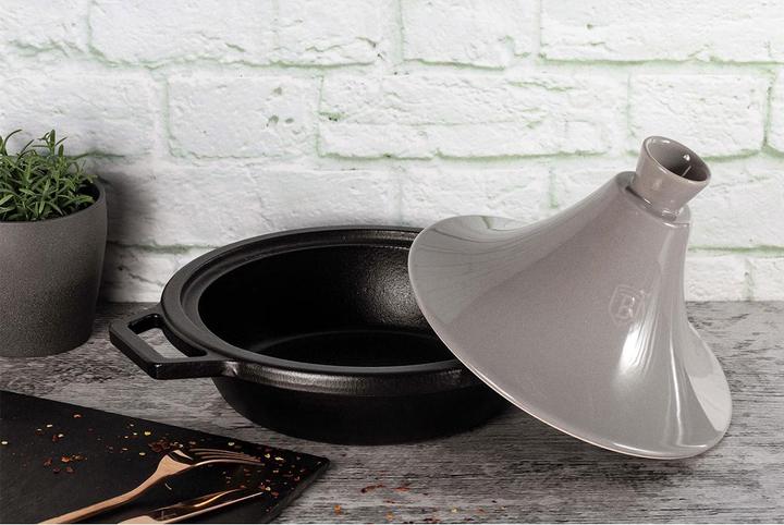Produktbild BerlingerHaus «Tajin» 2L | enamelled cast iron casserole 22 × 7,5cm (h-25cm with ceramic lid) Moonli (22 cm, Tajine Topf, Gusseisen)