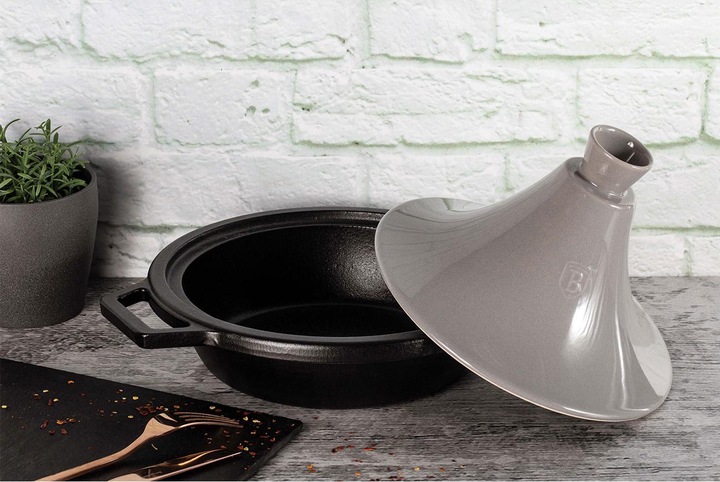 Produktbild BerlingerHaus «Tajin» 2L | enamelled cast iron casserole 22 × 7,5cm (h-25cm with ceramic lid) Moonli (22 cm, Tajine Topf, Gusseisen)