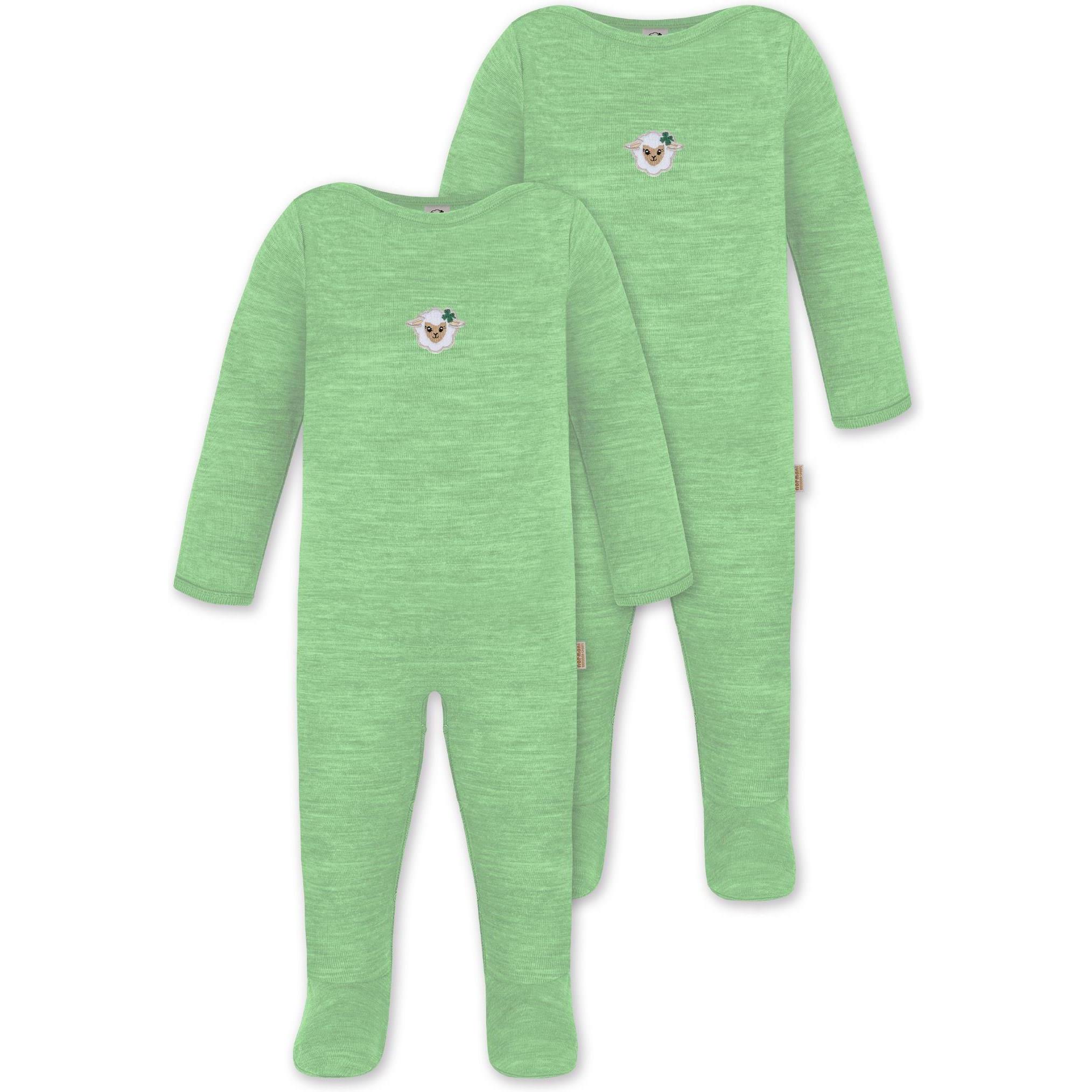 Normani, Herren, Strampler, 2er Pack Baby Merino Strampler „Levin" - 9411, Grün, (80)