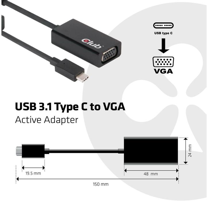 Produktbild Club 3D USB 3.1 Typ C zu (VGA, 10 cm)