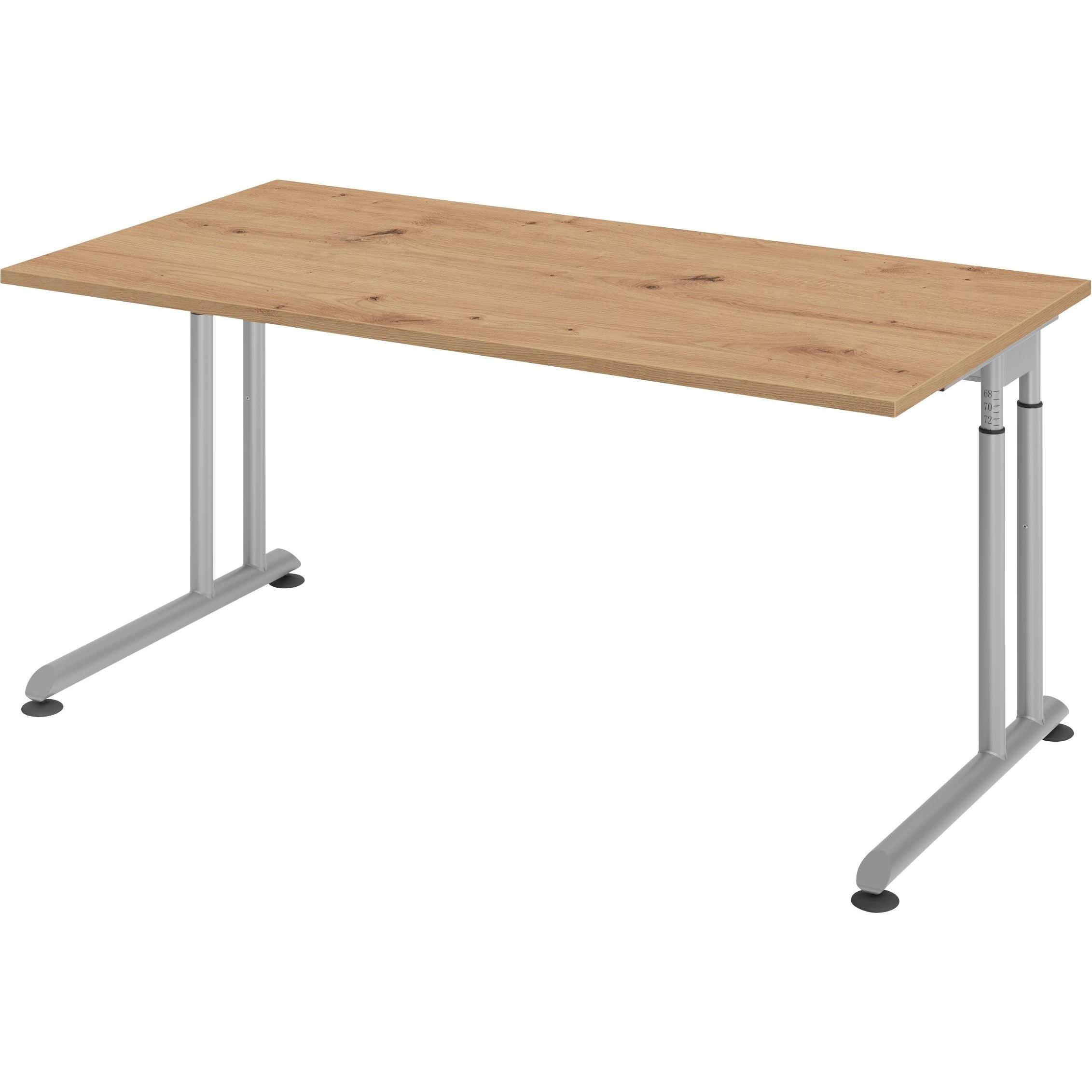 Hammerbacher, Schreibtisch, Schreibtisch C-Fuss 160x80cm Asteiche/Silber (160 x 80 cm)