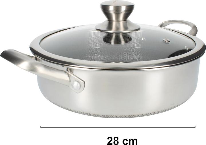 Immagine prodotto Cheffinger Premium Sauter Pfanne mit Deckel (28 cm, Padella per friggere, Acciaio inossidabile)