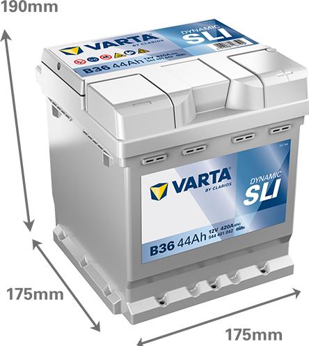 Immagine prodotto Varta Akumulator 12V 44Ah/420A (P+ standardowy) 175x175x190 B13 (rozruchowy) (12 V, 44 Ah, 420 A)