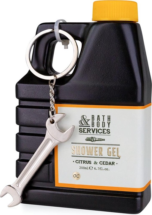 Produktbild Accentra Duschgel BATH & BODY SERVICES in Flasche in Ölkanisterform, 200ml, inkl. Schlüsselanhänger in Schrau (200 ml)