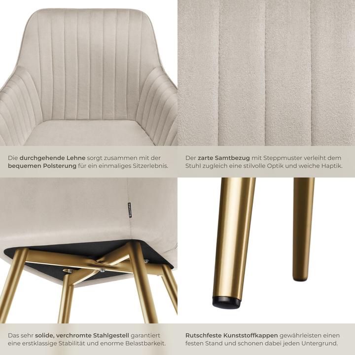Produktbild tectake Stuhl Marilyn, Samtoptik, gesteppt