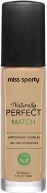 Actual product image Miss Sporty Naturally Perfect Match Face Foundation 10 Warm 30Ml (10 Warm)