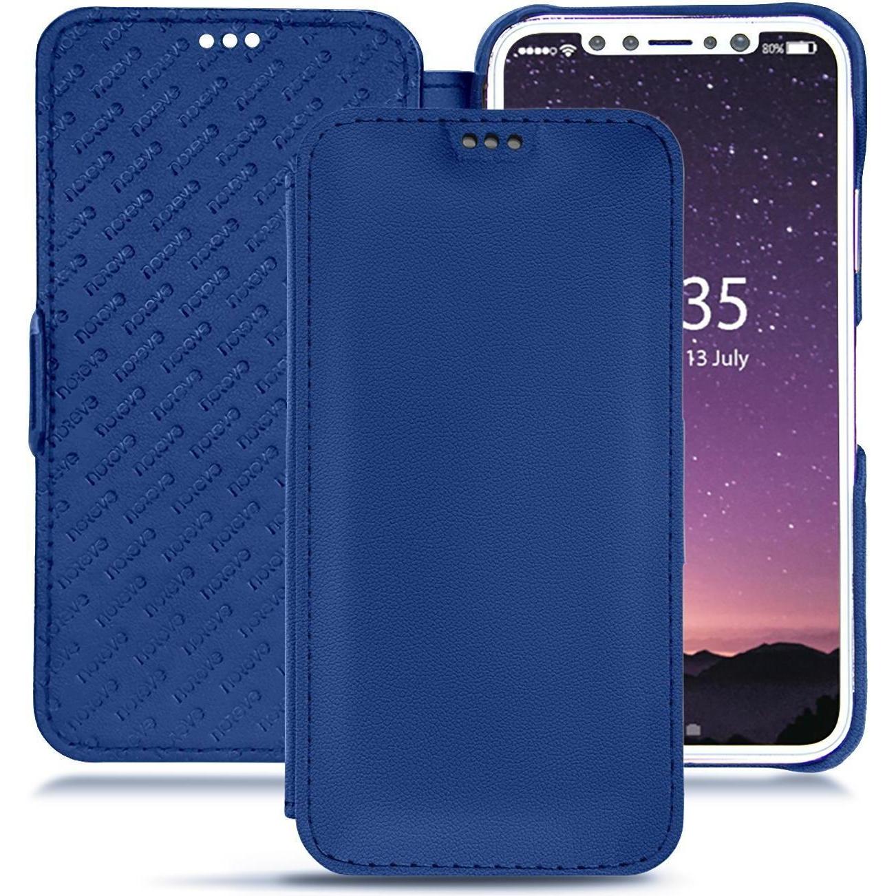 Noreve Lederschutzhülle horizontal (Apple iPhone XS), Smartphone Hülle, Blau