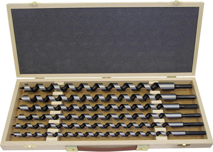 Fisch Auger bit cassette length 460 mm 6-piece set in wooden box (12, 14, 16, 18, 20, 22 mm)